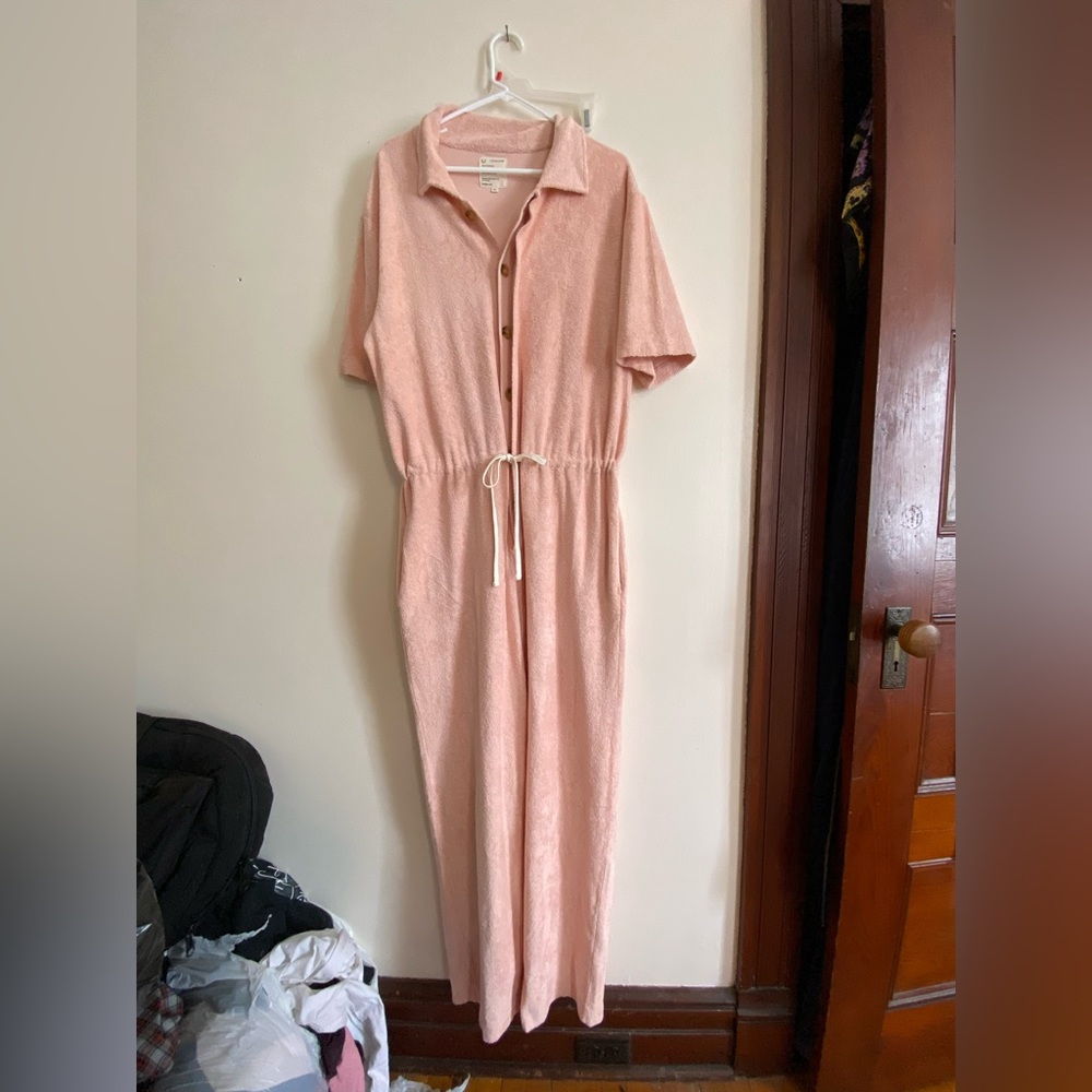 For Days pink terry cloth jump suit